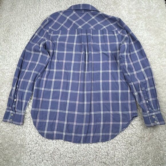 UnTuckit Lucia Blue Plaid Button Up Long Sleeve Shirt Boyfriend Fit - Picture 2 of 6